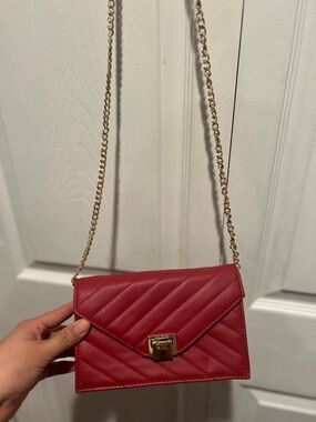 Red Quilted Chain Shoulder Bag